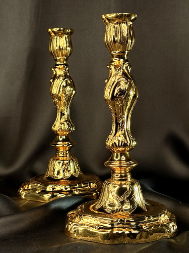 Solid brass candlestick - solid, 10”