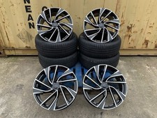 18" Adelaide black pol alloy wheels fit audi vw seat skoda golf caddy van +TYRES