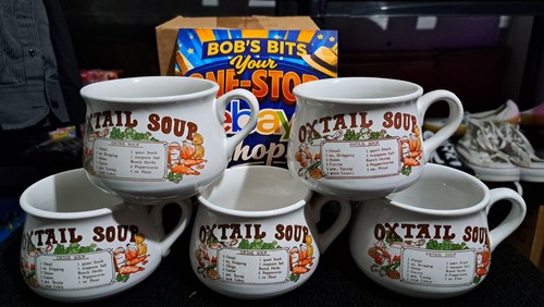 Vintage oxtail soup cups - soup,