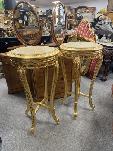 Pair gilt marble jardinières - marble,