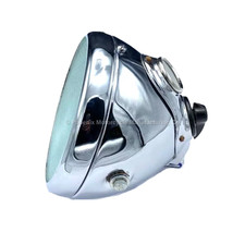 LUCAS TYPE SSU700 7" COMPLETE HEADLAMP WITH FLAT GLASS - CHROME