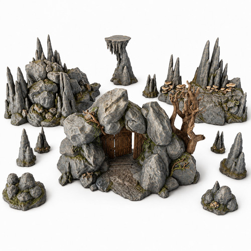 Cave entrance stalagmites - entrance,