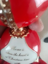 Christmas Treasure Heirloom Porcelain Egg Red Music Box