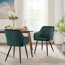 Dining Chairs 2x Green Velvet  Armchairs Office Chair Kitchen Restaurant