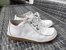 Clarks Funny Dream White Leather Lace Up Flat Shoes Size UK 7 D