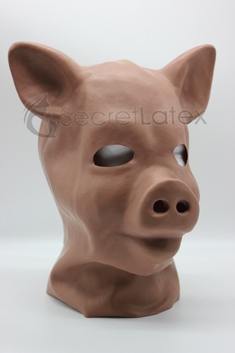 Brown latex pig mask rubber - mask,