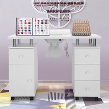 Nail Table Manicure Station Desk Spa Beauty Salon Table W/Dust Collector+Drawers