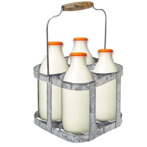 Galvanised milk bottle holder - bottle,