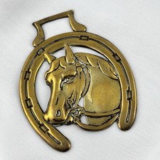 Brass Horse Medallion Antique English Traditional Head Bridle Large Show Harness