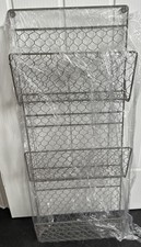 Large Wall Mounted Storage Rack Magazine Wire Basket Holder Organiser Grey