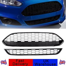 2Pcs Front Bumper Upper Lower Honeycomb Grille For Ford Fiesta MK7 7.5 2013-2017