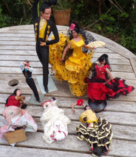 JOBLOT Kitsch Vintage Retro Spanish Flamenco Dolls , Dancers, Spain,