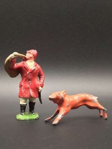 Antique lead fox hunt figures - antique,