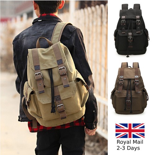 Men vintage canvas backpack - canvas,