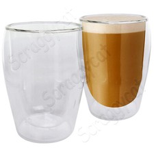 Coffee Latte Cappuccino Glasses Thermal Glass Double Walled Tumbler 300ml x 2