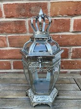 Silver Metal Garden Shabby Chic Lantern 17x15x32,5cm Outdoor Indoor Lantern