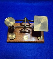 Vintage Brass Post Office Scales with Weights 