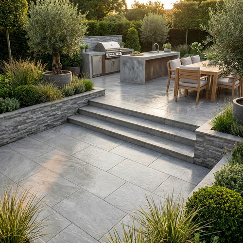 Quartz grey porcelain paving - grey,