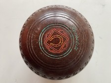 Henselite Indoor/Outdoor, Size 2 Brown Bowls. Stamped 02, Horseshoe Motif.