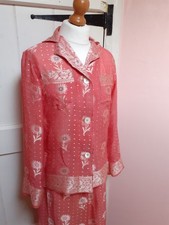 Vintage silk pyjamas pink 10/12 floral