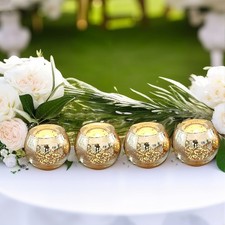 6PCS Mercury Glass Tea Light Candle Holder Jars  Gold Votive Candle Holders