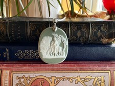 Antique Wedgwood Dip Jasper Ware Cameo Pendant Necklace Gods goddess Gift packed