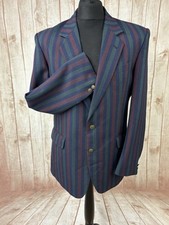 Skopes Regatta Boating Blazer Jacket Mens 40 42 LONG Red Blue Green Striped 80's