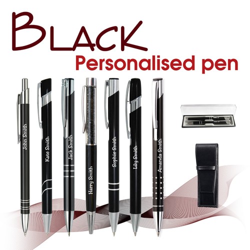 Personalised metal pen black - personalised,