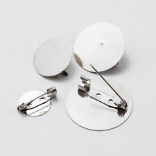 20Pcs Round Brooch Backs Pin Badge Cabochon Platinum Plated 15mm 20mm 25mm 30mm
