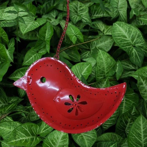 Handcrafted metal hanging red - metal,