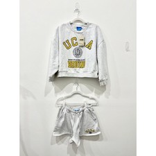 UCLA Sweat Set: Pullover Sweatshirt and Drawstring Shorts Gray Women's Size M