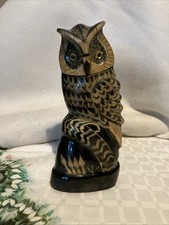 Wise Owl Carved From Water buffalo Horn 16cm