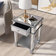 Venetian Mirrored Drawer Bedside Table Glass Side Nightstand Unit End LampTable