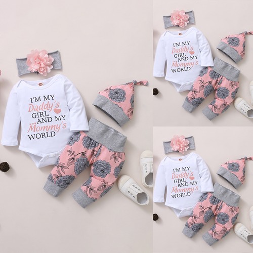 4pcs newborn baby girl floral - baby,
