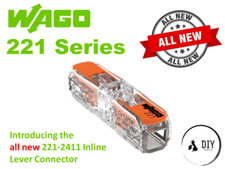 Wago 221-2411 Slim Inline Electrical Compact Cable Connector Wire Reusable Lever