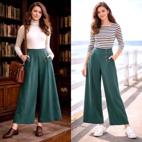 Elodie dark green high waisted - green,