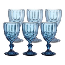 6 Pack Retro Glass Goblets