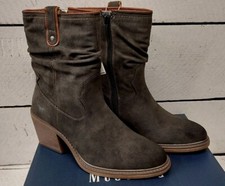 Ladies Mustang 1479-501-20 Dark Grey 7cm heel Zip Up Ankle Boots