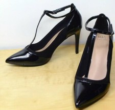 New Black Stiletto Heel T-Bar Court Shoes Size UK 6 