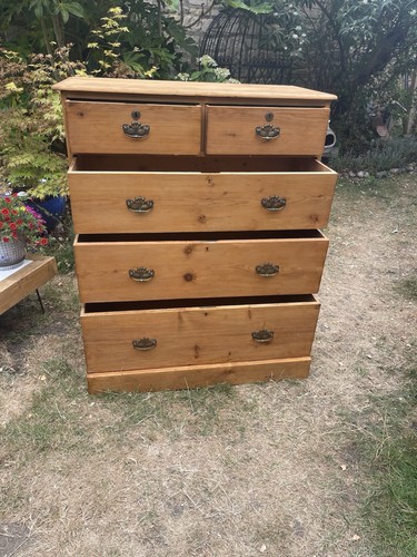 Stripped pine chest drawers - pine, of