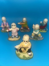 6 Vintage Miniature Shaolin Monk Kung Fu Baby Boys with Sunglasses - Resin