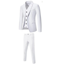 Men's Tuxedo 3 Pieces Suit Dress Wedding Funeral Work & Party Jacket Pants Set