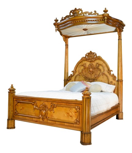Walnut canopy bed - bed, |