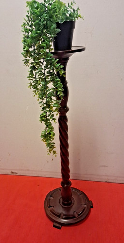 Hardwood pedestal plant stand - pedestal,