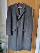 Men's Cashmere Wool Grey Overcoat Chest 38-40" Made In England