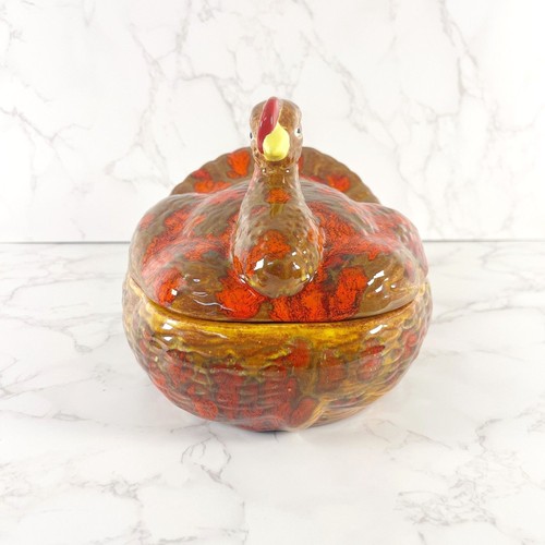 Vintage 1970s ceramic turkey - ceramic,