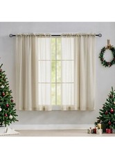 Sheer Linen Voile Short Linen curtains, Super Soft Airy,m, 114cm Drop, 54x45”