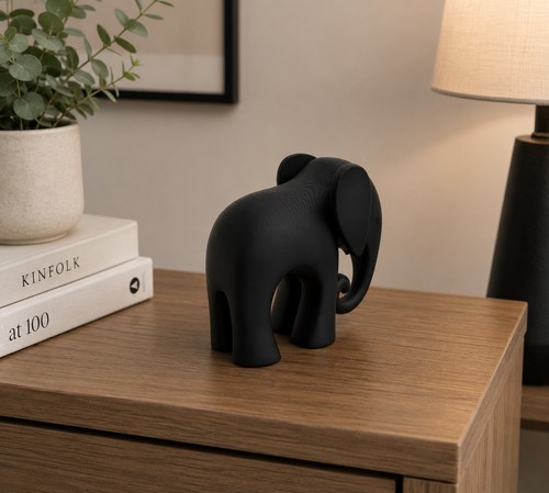 Black elephant ornament - black, –