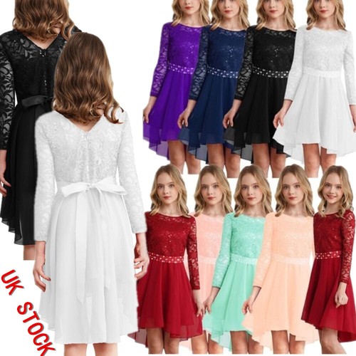 Girls floral lace chiffon - uk,