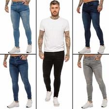 Enzo Slim Fit Jeans Mens Skinny Stretch Flex Denim Cotton Trouser Pants UK Sizes